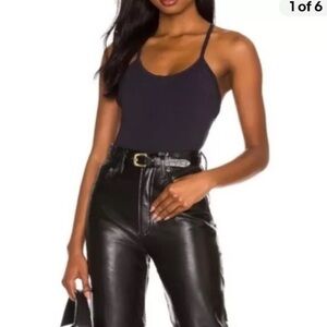 Agolde Dhalia Scoop Cross Back Cami Bodysuit /shadow Women's Size XL